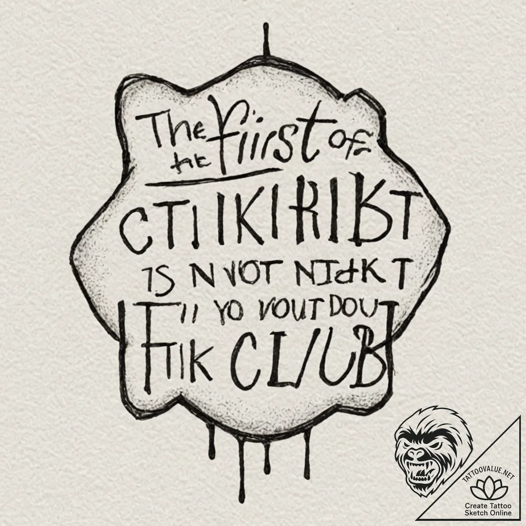 A chicano lettering tattoo of "the first rule... - tattoo sketch (№1752698715_0, 16.07.2025 20:45) — tattoovalue.net
