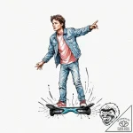A watercolor sketch of marty mcfly on the hov… – tattoo sketch (№1752699652_0, 16.07.2025 21:00) — tattoovalue.net