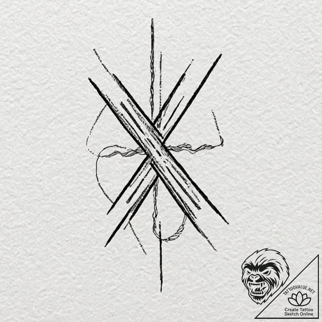 57. tattoo design: a minimalist "mir" rune, d... - tattoo sketch (№1752700588_0, 16.07.2025 21:16) — tattoovalue.net