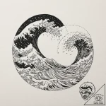 Tattoo sketch a wave that splits into two, on… – tattoo sketch (№1752701134_0, 16.07.2025 21:25) — tattoovalue.net