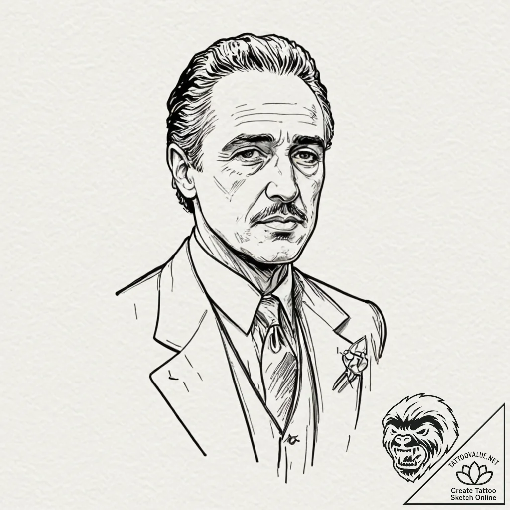 крёстный отец (the godfather), concept art fo... - tattoo sketch (№1752701288_0, 16.07.2025 21:28) — tattoovalue.net