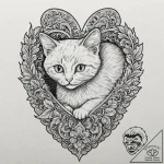 A minimalist tattoo of the “kitten mittens” f… – tattoo sketch (№1752701443_0, 16.07.2025 21:30) — tattoovalue.net