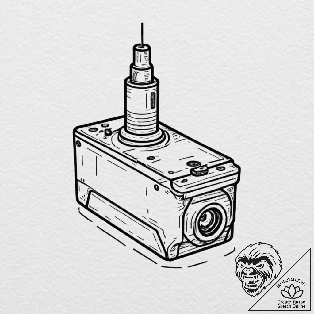 Cartridge, tattoo drawing outline, on a clean... - tattoo sketch (№1752701599_0, 16.07.2025 21:33) — tattoovalue.net