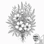 Tattoo sketch a bouquet of wildflowers, varie… – tattoo sketch (№1752701909_0, 16.07.2025 21:38) — tattoovalue.net