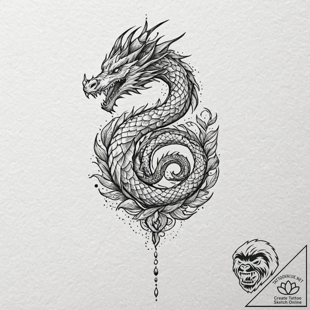 Tattoo sketch a stylized dragon scale pattern... - tattoo sketch (№1752702065_0, 16.07.2025 21:41) — tattoovalue.net