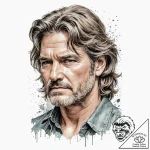 A sketch of kurt russell as snake plissken fr… – tattoo sketch (№1752702142_0, 16.07.2025 21:42) — tattoovalue.net