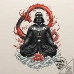 Watercolor sketch of darth vader meditating,… – tattoo sketch (№1752702376_0, 16.07.2025 21:46) — tattoovalue.net