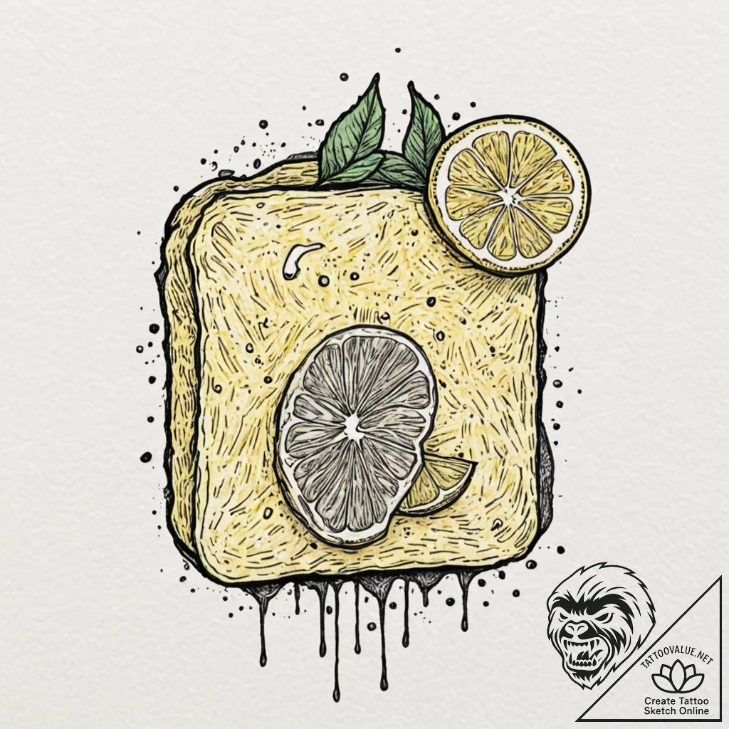 Tattoo design 'lemon slice' on one, 'tea bag'... - tattoo sketch (№1752702455_0, 16.07.2025 21:47) — tattoovalue.net
