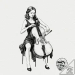 A person playing a cello with intense emotion… – tattoo sketch (№1752703234_0, 16.07.2025 22:00) — tattoovalue.net
