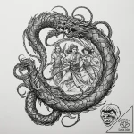 Tattoo design: a scene of perun battling a se… – tattoo sketch (№1752703863_0, 16.07.2025 22:11) — tattoovalue.net