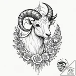 Tattoo design a capricorn goat-fish hybrid, w… – tattoo sketch (№1752703941_0, 16.07.2025 22:12) — tattoovalue.net