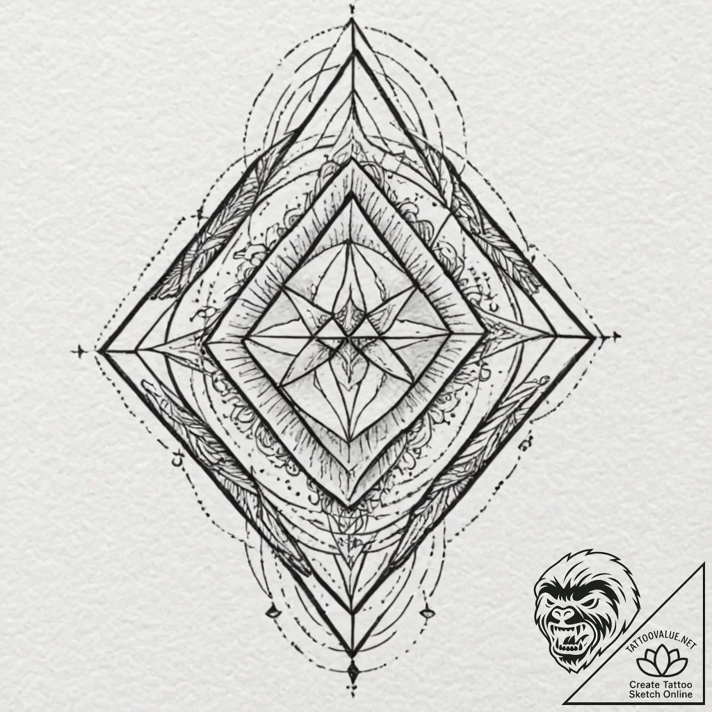 66. tattoo sketch: the rune "alatyr," depicte... - tattoo sketch (№1752704098_0, 16.07.2025 22:14) — tattoovalue.net