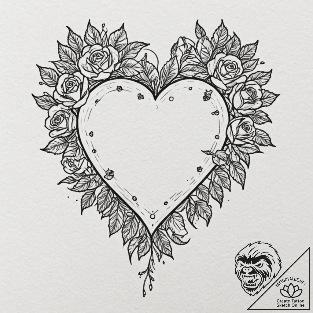 Tattoo design a simple heart outline with a t... - tattoo sketch (№1752705195_0, 16.07.2025 22:33) — tattoovalue.net