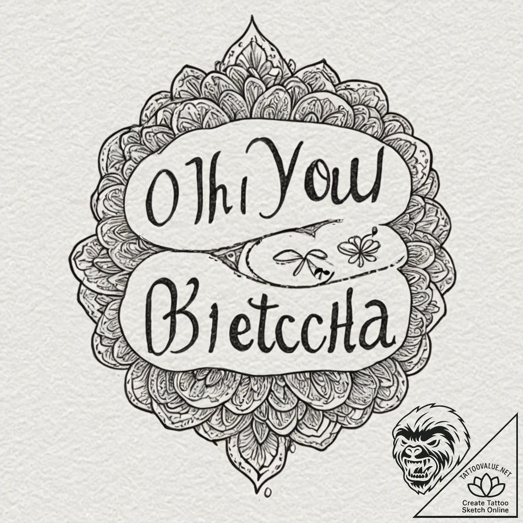 A linework tattoo of the "oh, you betcha" phr... - tattoo sketch (№1752705746_0, 16.07.2025 22:42) — tattoovalue.net