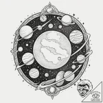 Planets, artistic tattoo sketch, on a clean w… – tattoo sketch (№1752705903_0, 16.07.2025 22:45) — tattoovalue.net