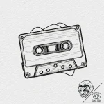 Cassette, tattoo line art, on a clean white p… – tattoo sketch (№1752705982_0, 16.07.2025 22:46) — tattoovalue.net