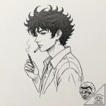 A graphic novel style tattoo of spike spiegel… – tattoo sketch (№1752706535_0, 16.07.2025 22:55) — tattoovalue.net