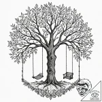 Tattoo sketch a single mighty tree with a swi… – tattoo sketch (№1752706612_0, 16.07.2025 22:56) — tattoovalue.net