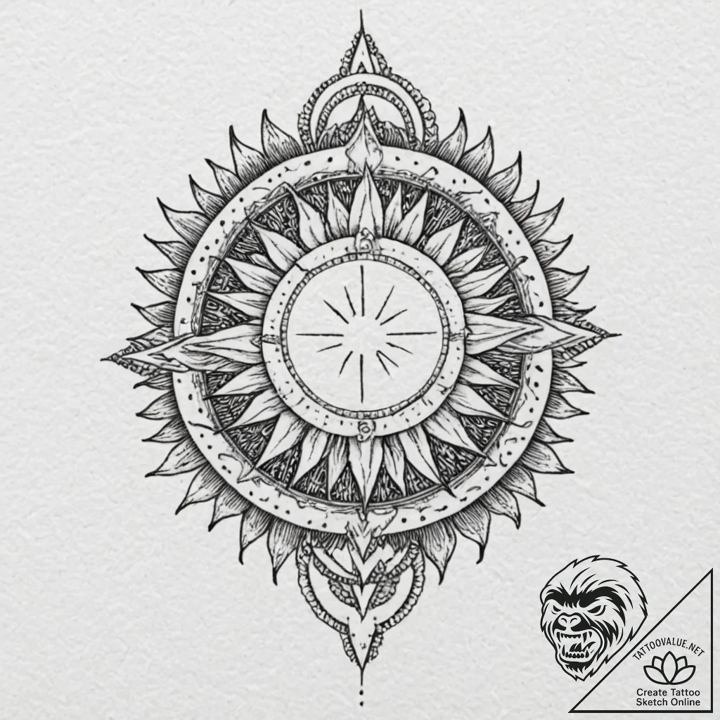 A geometric tattoo design that merges the kol... - tattoo sketch (№1752706848_0, 16.07.2025 23:00) — tattoovalue.net