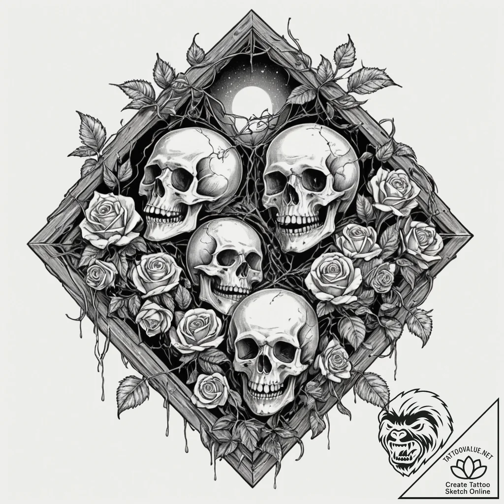 An old, forgotten attic filled with antique f... - tattoo sketch (№1752707004_0, 16.07.2025 23:03) — tattoovalue.net
