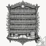 Tattoo sketch a bookshelf filled with cherish… – tattoo sketch (№1752707480_0, 16.07.2025 23:11) — tattoovalue.net