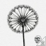A detailed macro shot of a dandelion seed hea… – tattoo sketch (№1752707954_0, 16.07.2025 23:19) — tattoovalue.net