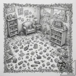 A child’s messy playroom, with toys scattered… – tattoo sketch (№1752708346_0, 16.07.2025 23:25) — tattoovalue.net