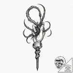 A linework tattoo of the hook hand from candy… – tattoo sketch (№1752708427_0, 16.07.2025 23:27) — tattoovalue.net