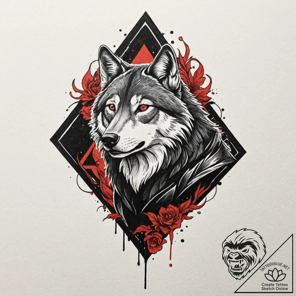 Tattoo design: a wolf or crow (associated wit... - tattoo sketch (№1752708504_0, 16.07.2025 23:28) — tattoovalue.net