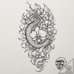 Tattoo design a single, elegant orchid, with… – tattoo sketch (№1752708740_0, 16.07.2025 23:32) — tattoovalue.net