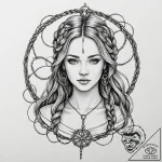 Tattoo sketch: mokosh, depicted as a serene w… – tattoo sketch (№1752708898_0, 16.07.2025 23:34) — tattoovalue.net
