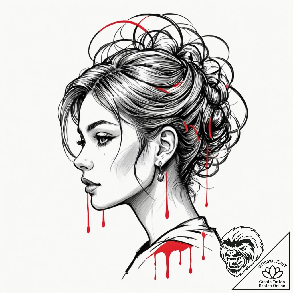A sketch of the back of neo's head with the c... - tattoo sketch (№1752709209_0, 16.07.2025 23:40) — tattoovalue.net