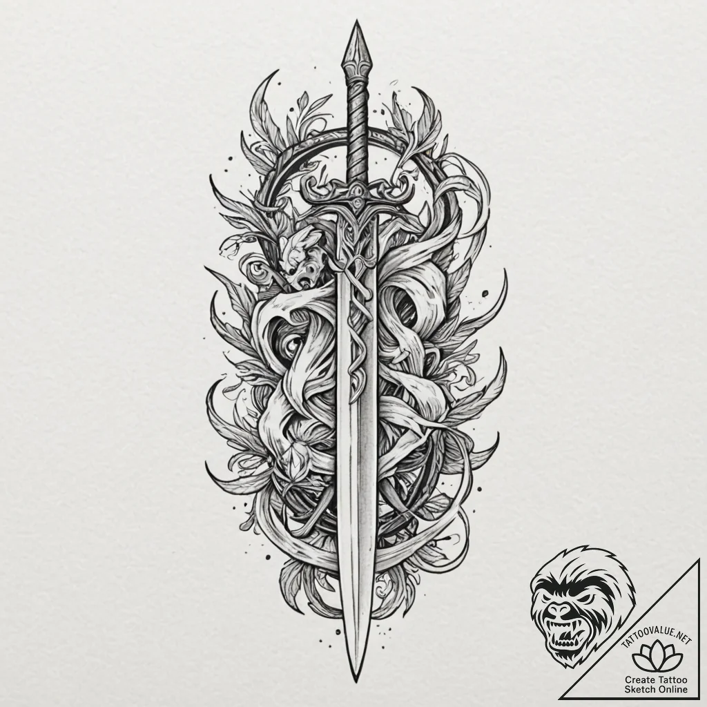 Tattoo sketch a broken sword that has been re... - tattoo sketch (№1752709286_0, 16.07.2025 23:41) — tattoovalue.net