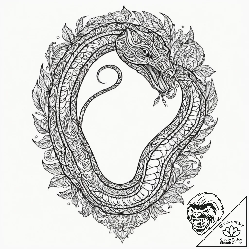 Cobra, artistic tattoo sketch, ornamental tat... - tattoo sketch (№1752709364_0, 16.07.2025 23:42) — tattoovalue.net