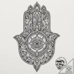 Tattoo design a hamsa hand with an added masc… – tattoo sketch (№1752709755_0, 16.07.2025 23:49) — tattoovalue.net
