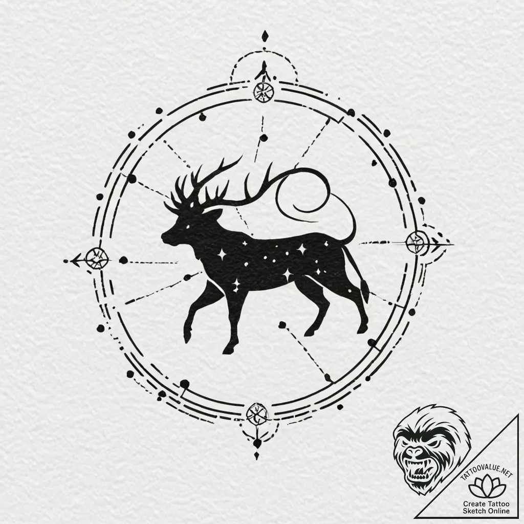 Tattoo sketch a subtle silhouette of the zodi... - tattoo sketch (№1752710146_0, 16.07.2025 23:55) — tattoovalue.net