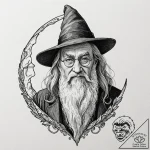 A sketch of professor dumbledore, with his ha… – tattoo sketch (№1752710302_0, 16.07.2025 23:58) — tattoovalue.net