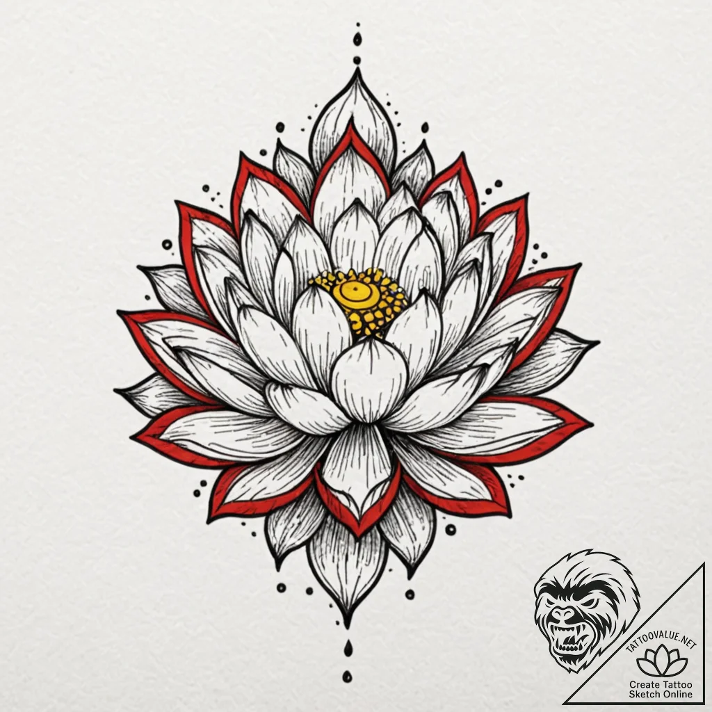 Tattoo sketch a stylized lotus flower bloomin... - tattoo sketch (№1752710538_0, 17.07.2025 00:02) — tattoovalue.net
