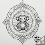 Cheburashka, tattoo line art, geometric tatto… – tattoo sketch (№1752710616_0, 17.07.2025 00:03) — tattoovalue.net