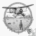 A graphic novel panel of porco rosso, the pig… – tattoo sketch (№1752710694_0, 17.07.2025 00:04) — tattoovalue.net