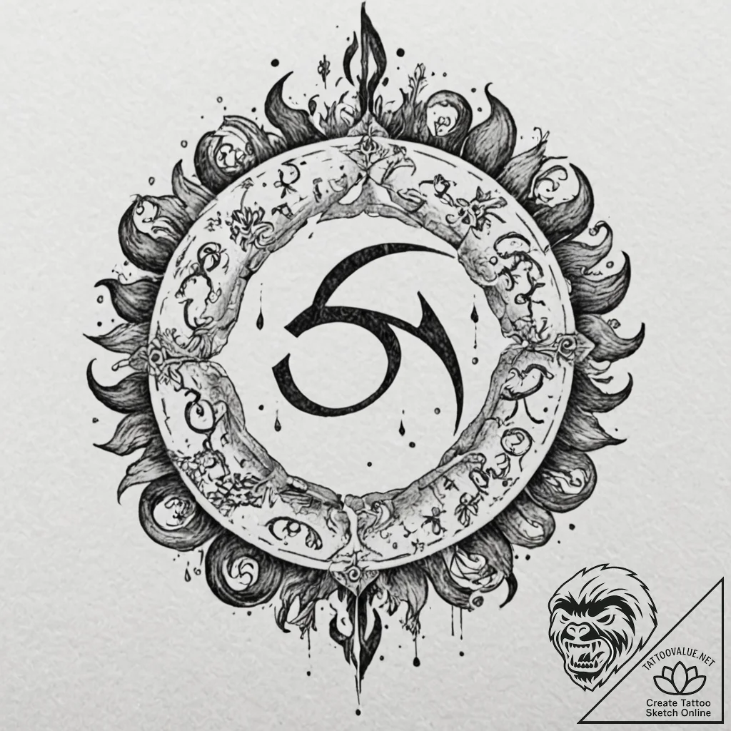 Tattoo sketch a zodiac glyph with its corresp... - tattoo sketch (№1752712175_0, 17.07.2025 00:29) — tattoovalue.net
