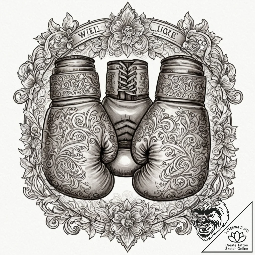 Tattoo design a pair of well-worn boxing glov... - tattoo sketch (№1752712487_0, 17.07.2025 00:34) — tattoovalue.net