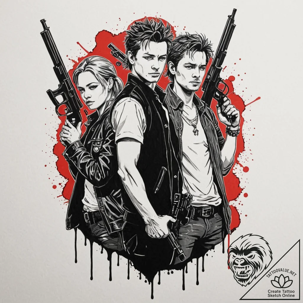 A graphic novel portrait of the main characte... - tattoo sketch (№1752712797_0, 17.07.2025 00:39) — tattoovalue.net
