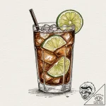 A shot of a glass of cola with ice and a lime… – tattoo sketch (№1752712878_0, 17.07.2025 00:41) — tattoovalue.net