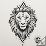 A neo-traditional tattoo of a golden lion, th… – tattoo sketch (№1752713110_0, 17.07.2025 00:45) — tattoovalue.net