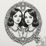 A neo-traditional tattoo of the grady twins f… – tattoo sketch (№1752713188_0, 17.07.2025 00:46) — tattoovalue.net