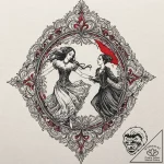 A watercolor tattoo of the iconic “goth dance… – tattoo sketch (№1752713899_0, 17.07.2025 00:58) — tattoovalue.net