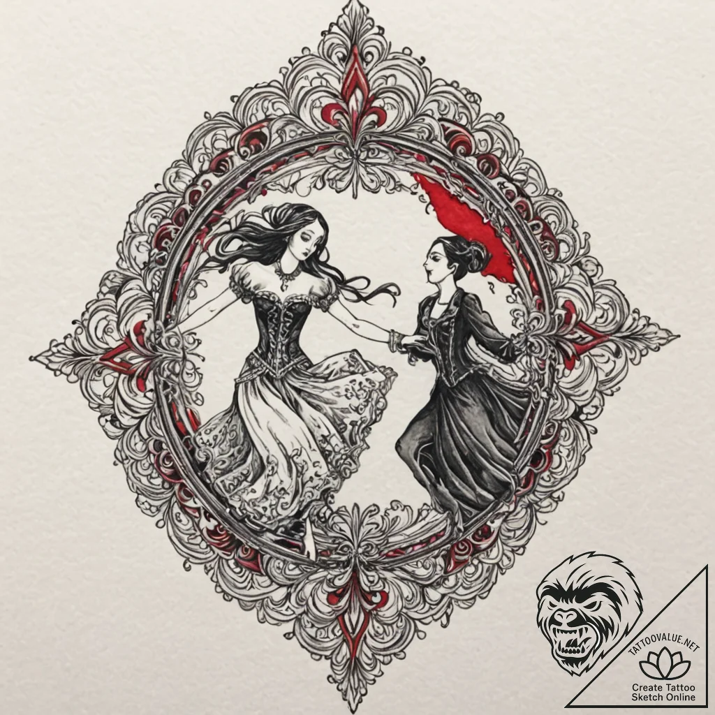 A watercolor tattoo of the iconic "goth dance... - tattoo sketch (№1752713899_0, 17.07.2025 00:58) — tattoovalue.net