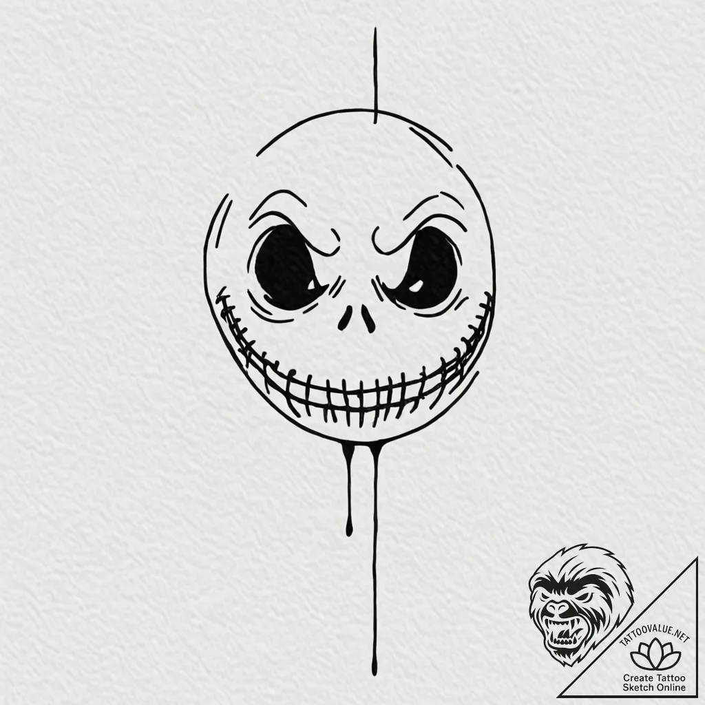 A linework tattoo of jack skellington's face... - tattoo sketch (№1752714059_0, 17.07.2025 01:00) — tattoovalue.net