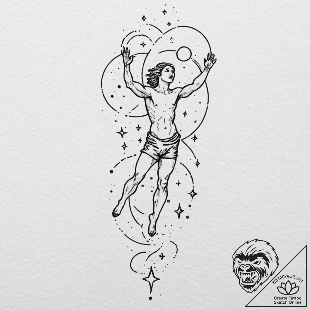Tattoo sketch aquarius constellation, stars f... - tattoo sketch (№1752714138_0, 17.07.2025 01:02) — tattoovalue.net